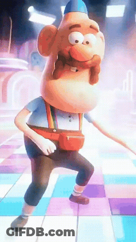 Cartoon Character With Potato Head Dancing GIF