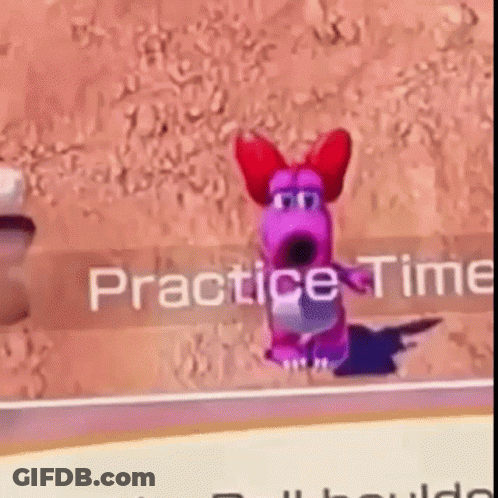 Cartoon Character With Practice Time Sign GIF