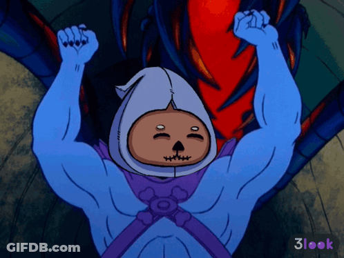 Cartoon Character With Pumpkin Head And 3Look Text GIF