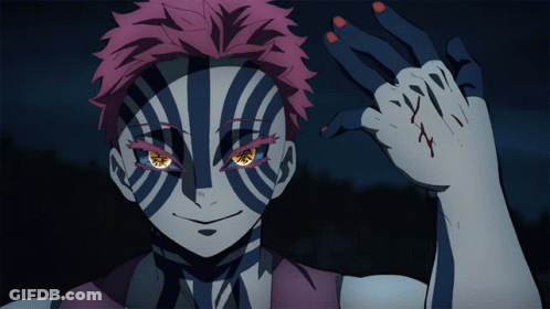 Cartoon Character With Purple And White Striped Face GIF