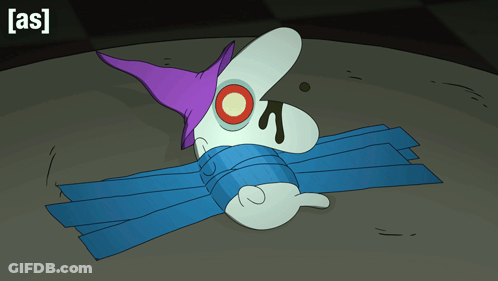 Cartoon Character With Purple Cape And Blue Scarf Saying As GIF