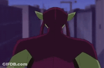 Cartoon Character With Purple Cape And Green Body GIF