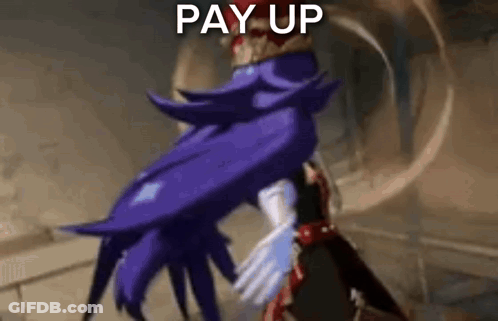 Cartoon Character With Purple Cape And Sword Standing Next To Another GIF