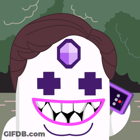Cartoon Character With Purple Crosses And Purple Diamond GIF