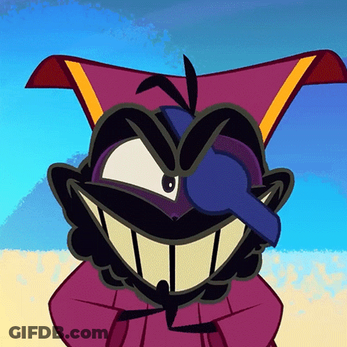 Cartoon Character With Purple Eye And Purple Hat GIF