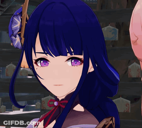 Cartoon Character With Purple Eyes And Feather In Hair GIF