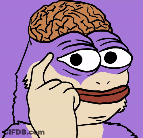 Cartoon Character With Purple Face And Brown Brain GIF