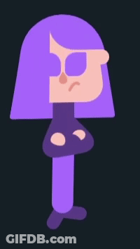 Cartoon Character With Purple Hair And Arms Crossed GIF