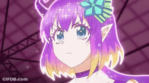 Cartoon Character With Purple Hair And Flower GIF