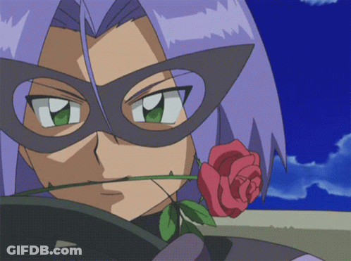Cartoon Character With Purple Hair And Glasses Holding Rose GIF
