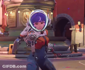 Cartoon Character With Purple Hair And Helmet Walking GIF