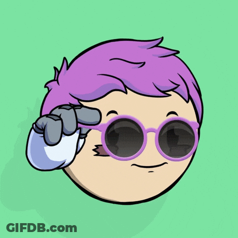 Cartoon Character With Purple Hair And Sunglasses GIF