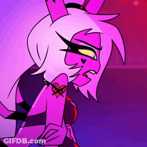 Cartoon Character With Purple Hair And Tattoo GIF
