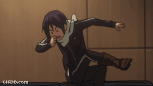 Cartoon Character With Purple Hair And White Scarf GIF
