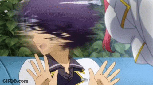 Cartoon Character With Purple Hair Being Punched GIF
