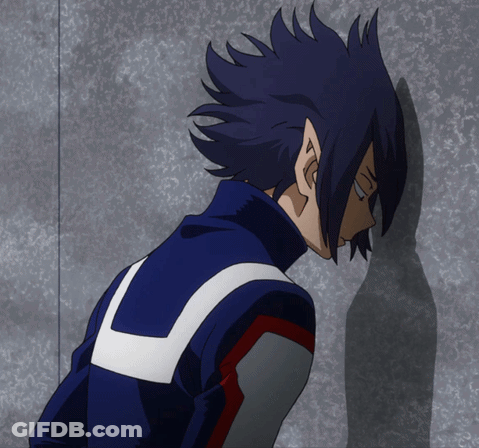 Cartoon Character With Purple Hair Leaning Against Wall GIF