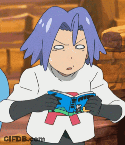 Cartoon Character With Purple Hair Reading Pokemon GIF
