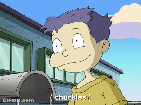 Cartoon Character With Purple Hair Says Chuckles GIF