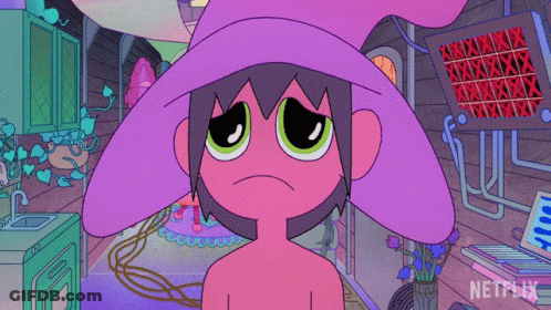 Cartoon Character With Purple Hat Saying Wait GIF