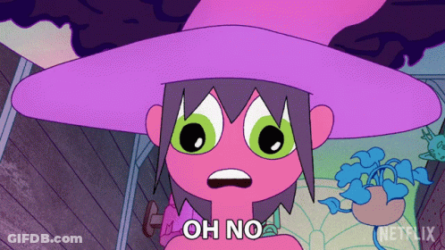 Cartoon Character With Purple Hat Says Oh No GIF