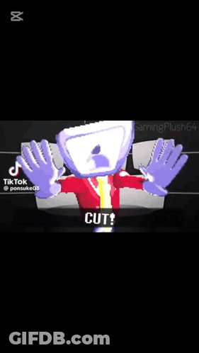 Cartoon Character With Purple Head And Red Jacket Holding Out Arms GIF