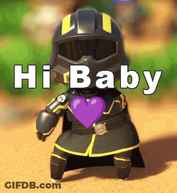 Cartoon Character With Purple Heart Saying Hi Baby GIF