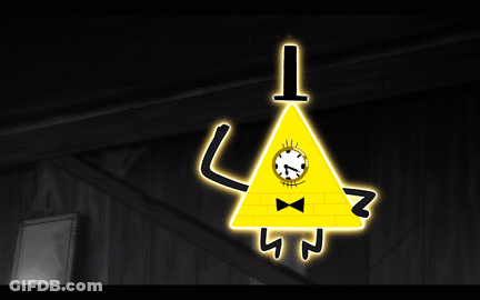 Cartoon Character With Pyramid And Clock On Face GIF