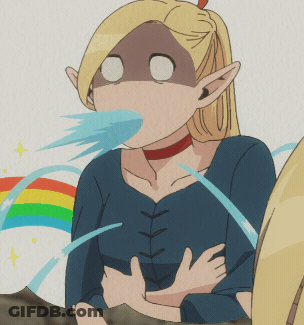 Cartoon Character With Rainbow Behind Her GIF