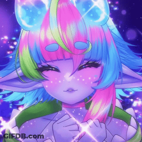 Cartoon Character With Rainbow Hair GIF