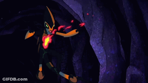 Cartoon Character With Red And Yellow Flames On Legs GIF