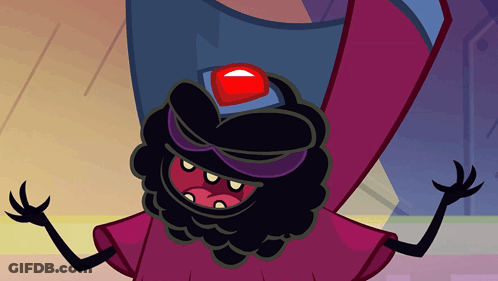 Cartoon Character With Red Button GIF