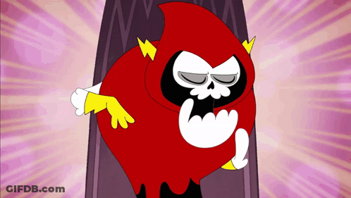 Cartoon Character With Red Cape And Lightning Bolt On Head GIF