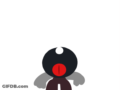 Cartoon Character With Red Eye And Black Body GIF