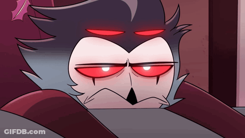 Cartoon Character With Red Eyes And Black Hair GIF