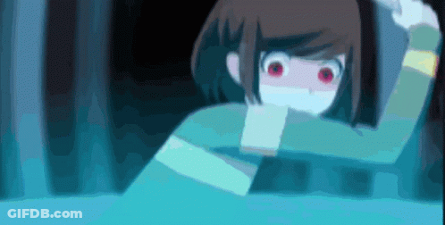 Cartoon Character With Red Eyes And Blue Shirt GIF