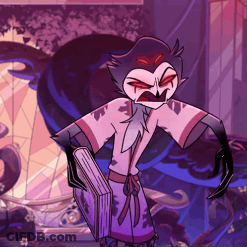 Cartoon Character With Red Eyes Holding Book GIF