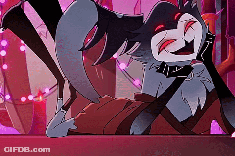 Cartoon Character With Red Eyes Laying On Bed GIF