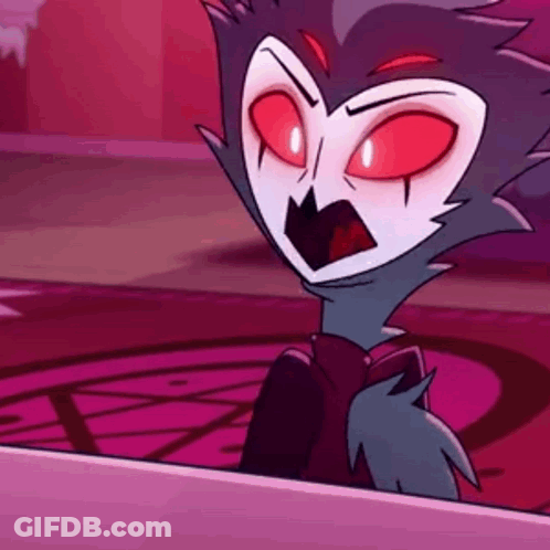 Cartoon Character With Red Eyes On Purple Background GIF