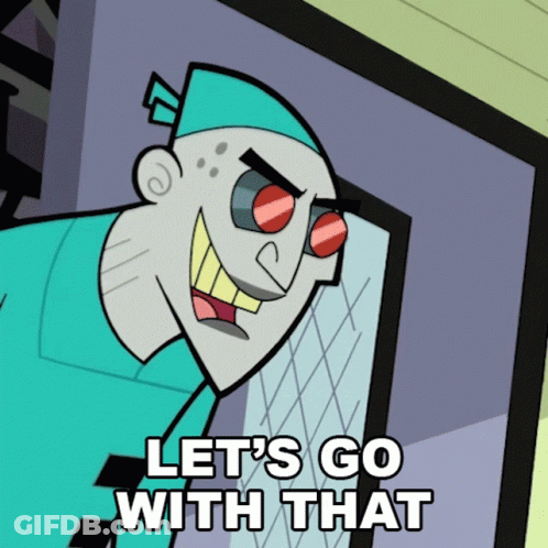 Cartoon Character With Red Eyes Saying Let's Go With That GIF
