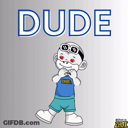 Cartoon Character With Red Eyes Wearing Zhot Shirt GIF