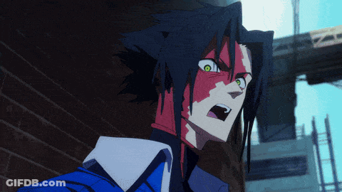 Cartoon Character With Red Face And Green Eyes GIF