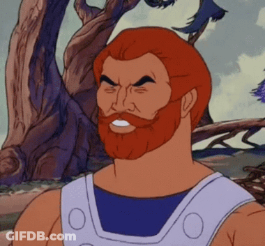 Cartoon Character With Red Hair And Beard In White Vest GIF