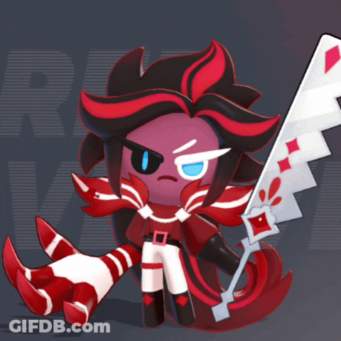 Cartoon Character With Red Hair And Blue Eyes Holding White Sword GIF