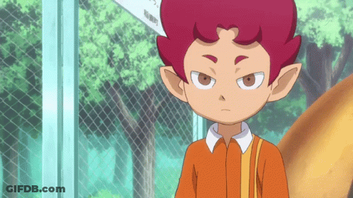 Cartoon Character With Red Hair And Ears At Fence GIF