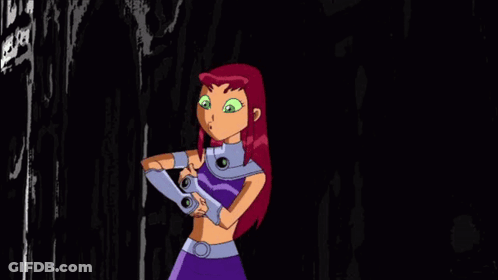Cartoon Character With Red Hair And Green Eyes In Dark Room GIF