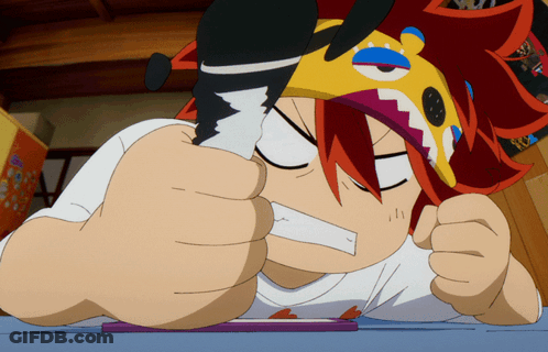 Cartoon Character With Red Hair And Yellow Hat Laying Down GIF