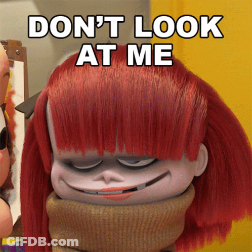 Cartoon Character With Red Hair Saying Don T Look At Me GIF