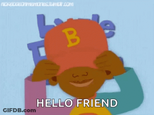 Cartoon Character With Red Hat B Hello Friend GIF