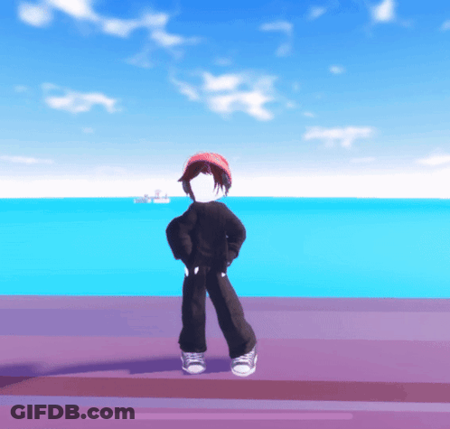 Cartoon Character With Red Hat By Ocean GIF