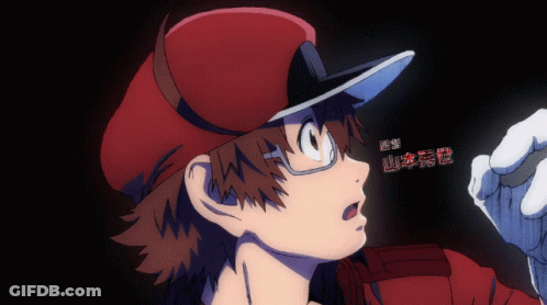 Cartoon Character With Red Hat Glasses Chinese Writing GIF